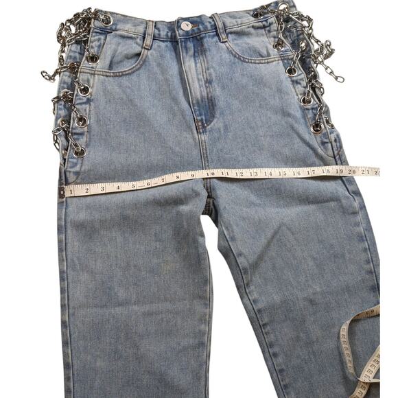 N1 Los Angeles Chain Denim Jeans Womens Medium Punk Grunge Style Edgy Skater - Picture 13 of 16